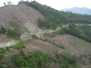 切り取られた山